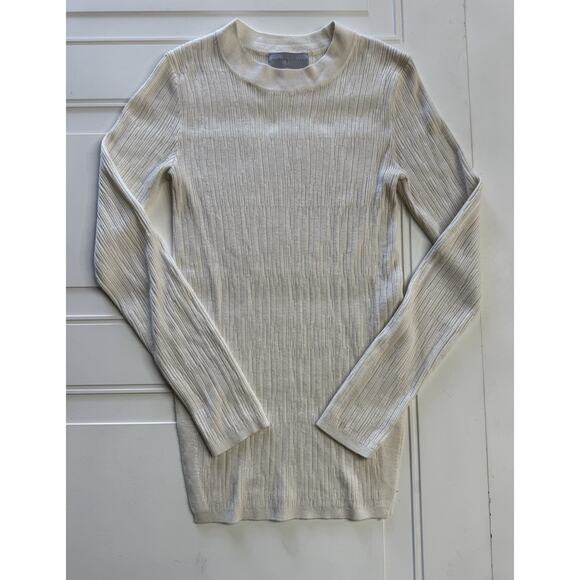 Modern Citizen Long Sleeve Sweater Mini Dress Cream Bodycon Textured Small - Picture 1 of 8